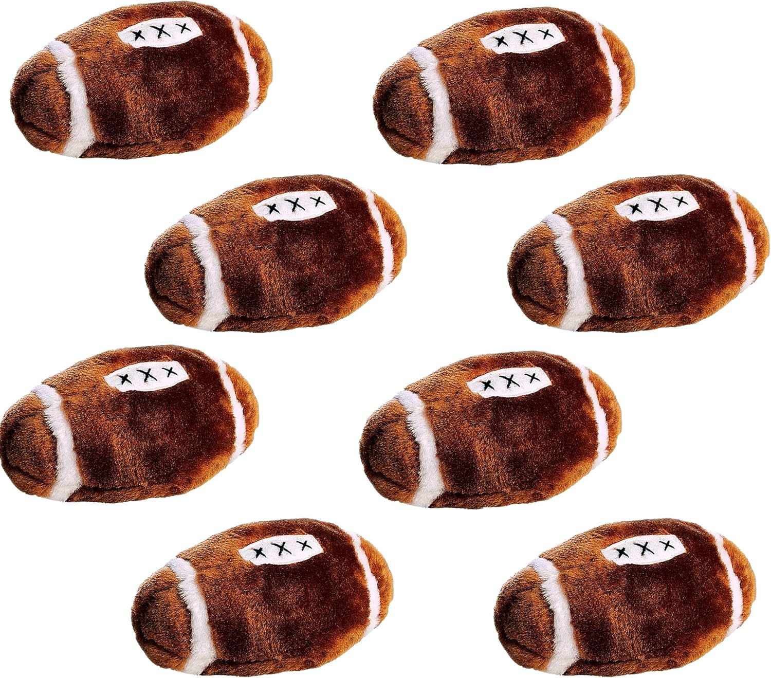 Dog Toys 6" Brown Plush Football Soft Stuffed Sport Ball Fetch Play with Squeaker Choose Quantity (2 Balls)