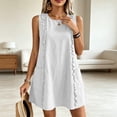 thumbnail image 3 of Dvprdro Womens Casual Summer Mini Dress Crewneck Sleeveless Ruffle Detail Side Pockets Shift A Line Dress Solid, 3 of 8