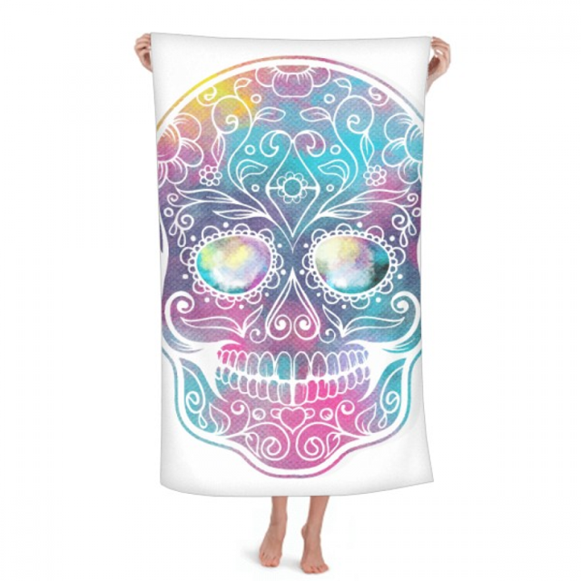 Flower Cirrus Colorful l Illustration Hand Towel Bath Facecloth Soft Cotton Washcloth