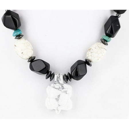- TURTLE Large $330 Retail Tag Authentic Made by Charlene Little Navajo .925 Sterling Silver WHITE Turquoise ONYX Native American Necklace