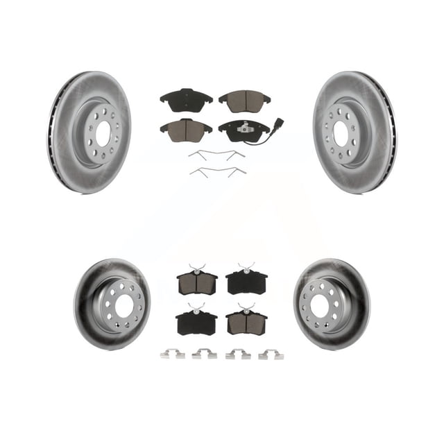Transit Auto Front Rear Coated Disc Brake Rotors and Ceramic Pads Kit for Car 2014 Volkswagen Beetle R-Line GSR with 272mm Diameter Rotor KGC-101306