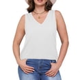 thumbnail image 5 of Tank Top Womens Tank Top Women Tank Tops Women's Solid Color V Neck Cover Strip Casual Blouse White XXL, 5 of 8
