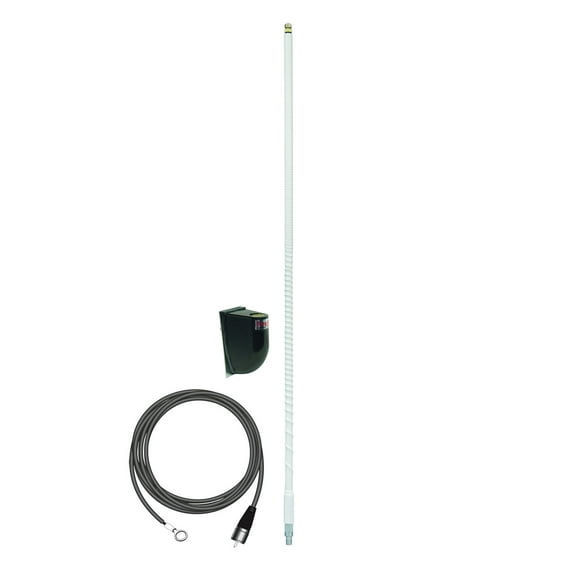 FIRESTIK - LG4M2-W TUNEABLE 4 FOOT 100 WATT SIDE MOUNT CB ANTENNA KIT WITH 17' NO-GROUND COAX CABLE IN WHITE
