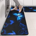 thumbnail image 2 of Kitchen Rugs Sets Of 2,Black Blue Butterfly Pattern Anti Fatigue Kitchen Mat Rugs Non Slip Washable,Decorative Kitchen Floor Mats for Kitchen,Sink,Laundry,17"x47"+17"x47", 2 of 5