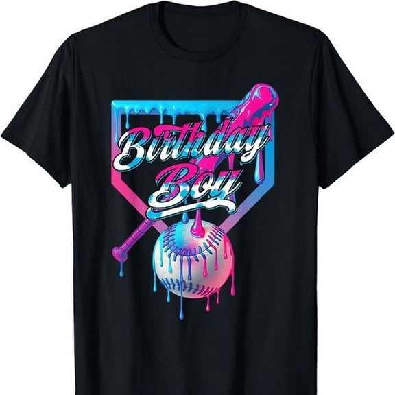 Baseball Ice Cream Drip Birthday Boys Youth Kids Party T-Shirt