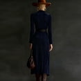 thumbnail image 3 of Women's Elegant V Neck Dress Long Sleeve Maxi Dress Asymmetrical Ruched Western Flowy Dresses with Belt Blue L, 3 of 3