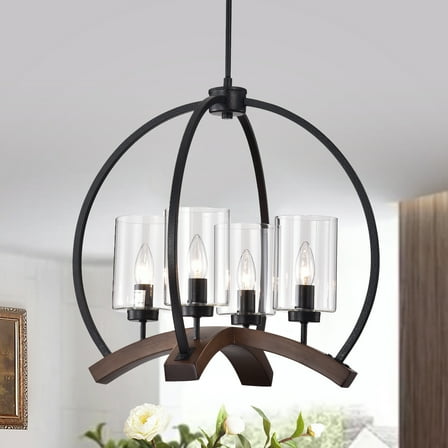Warehouse of Tiffany Arden Matte Black and Brown Caged Chandelier HM103/4