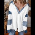 thumbnail image 4 of Sudadera de Mujer de Gran Tamaño con Cuello de Patchwork y Rayas de Colores Contrastantes, Estilo Informal. M, 4 of 7