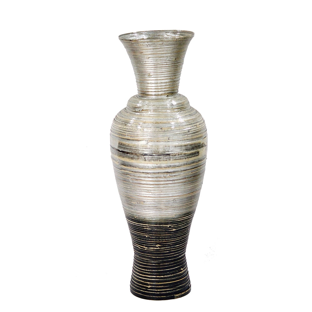 23" Spun Bamboo Vase Bamboo In Distressed Silver And Black Walmart
