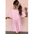 thumbnail image 5 of Trendy Raw Edge Light Pink Babydoll Dress with Colorful Sequin Musical Notes | [ZhiHiMeRi] | (US 12-14)L, 5 of 9