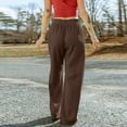 thumbnail image 5 of ZHUASHUM Women Casual Pants Solid Color Wide Leg Joggers High Waist Long Pants With Pocket Plus Size Sweatpants Summer Formal Streetwear 2Xl Brown, 5 of 7