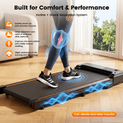 Patbrela Walking Pad Under Desk Treadmill with Vibration, Manual Incline, 2.5HP 3.8MPH Fitness Jogging Machine with Remote LED Display for Home Office