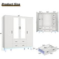 thumbnail image 5 of Blotout 70" Armoire Wardrobe Closet with Mirror & LED Lights, 4 Door Wardrobe Armoire with 2 Large Drawers, LED Wood Armoire Storage with Hanging Rods and Multi-Layer Shelves(White), 5 of 8