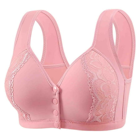 Sentmoon Seamless Bras for Women Plus Size No Underwire Women Sports Bras Comfort Front Closure with Snaps Push up Maternity Bra Womens Casual for Dating Outfits Pink 40