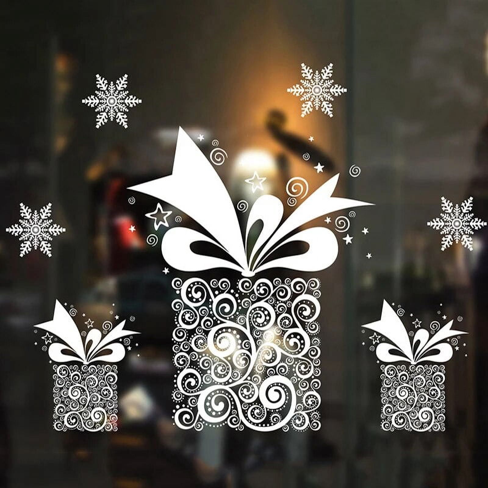 Pegatinas Navidad Para Ventanas, Pegatina Ventana Navideña Reutilizables PVC Para Escaparates Cristal Puertas Hogar, Grandes Stickers Copo De Nieve Vinilos Blanco Adornos Navidad Decoracion (Style1