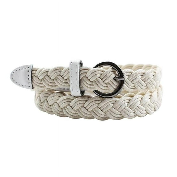 Women's Belts & Straps Leather Belts Woven Leather Belts Denim Belt with Metal Buckle, Gift for Women - White, 105x1.5cm