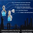 thumbnail image 2 of Gem Stone King 2.75 Ct Pear Shape Swiss Blue Topaz E-F Lab Grown Diamond 925 Silver and 10K Yellow Gold Earrings, 2 of 6