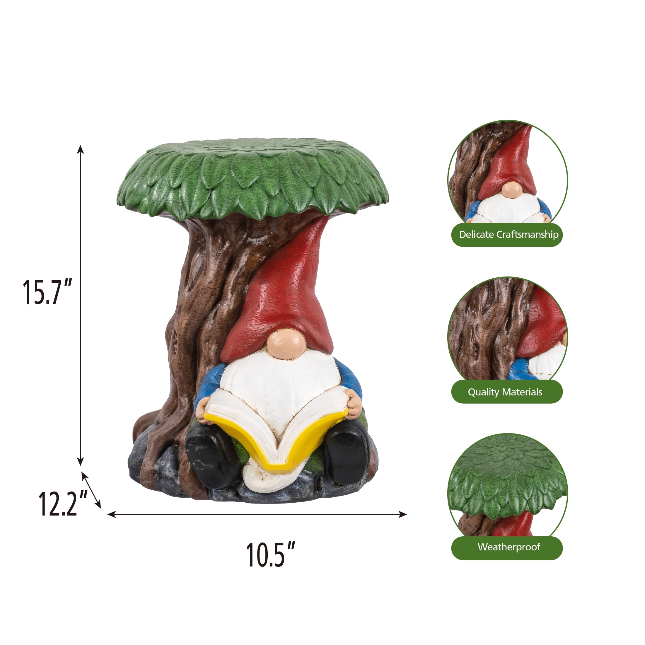 Mainstays Reading Gnome Outdoor Garden Statue, Weather-Resistant