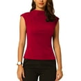 thumbnail image 1 of BLUSA DE CUELLO ALTO PARA MUJERES CHIC INSPIRE, CON MANGAS CORTAS, TEJIDO, COLOR ROJO VINO, 1 of 6