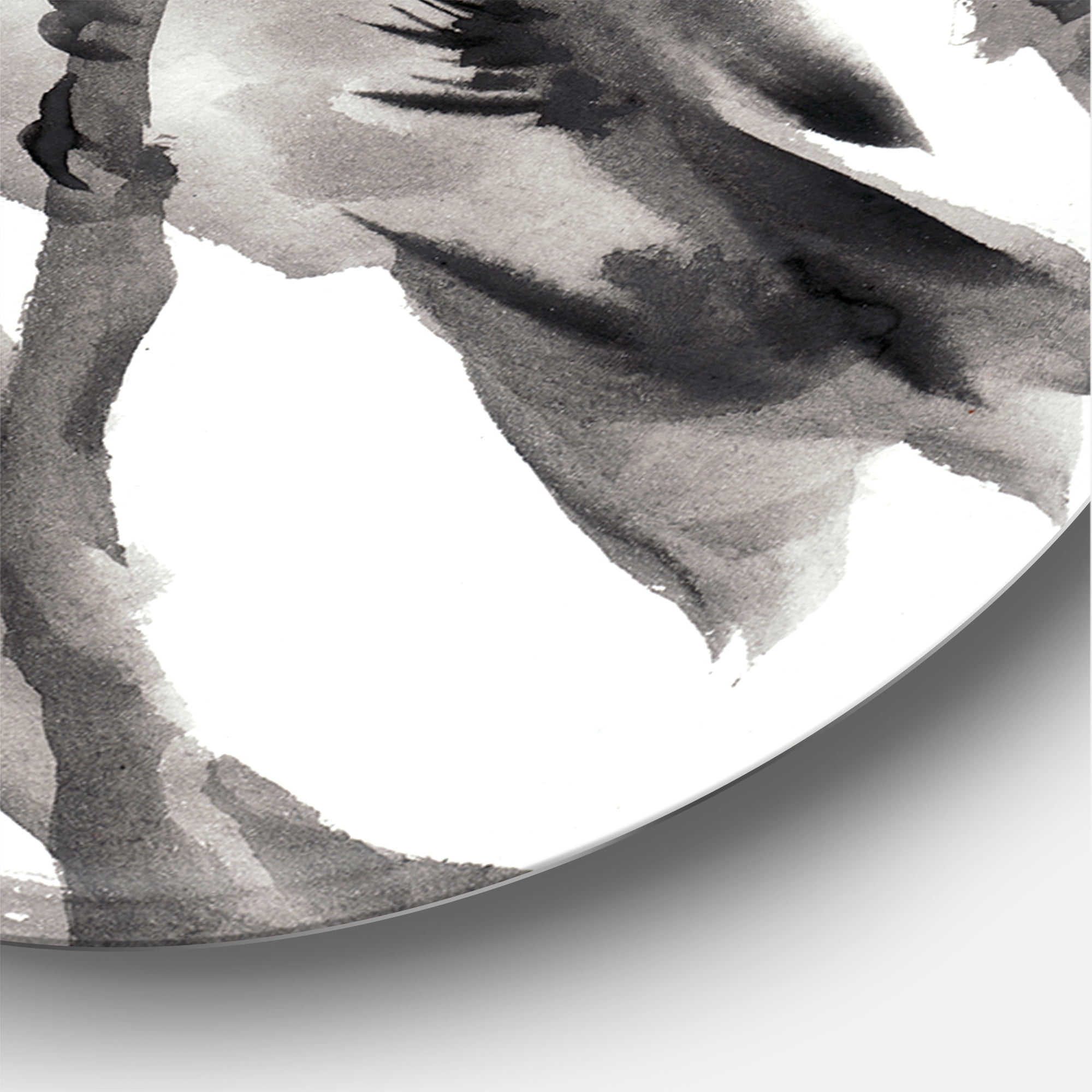 Designart 'Vintage Black and White Sleeping Crows' Traditional Circle Metal Wall Art 29x29 - Disc of 29