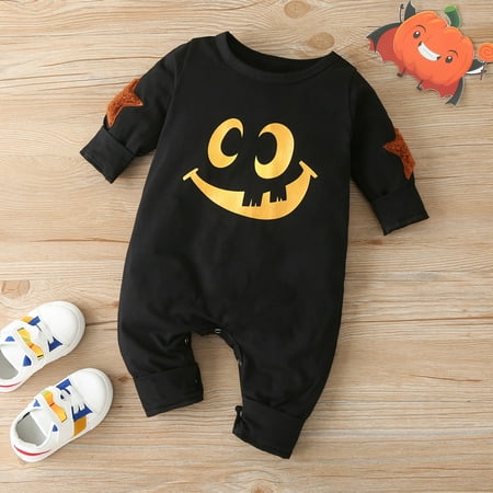 

Fashion Kids Clothes LAWOR Newborn Infant Kids Boys Girls Halloween Keep Warm Long Sleeve Romper Jumpsuit Black 68