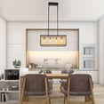 thumbnail image 3 of Farmhouse Boho Flush Mounted Wood Bead Chandelier Hanging Pendant Light Fixture, 3 of 12
