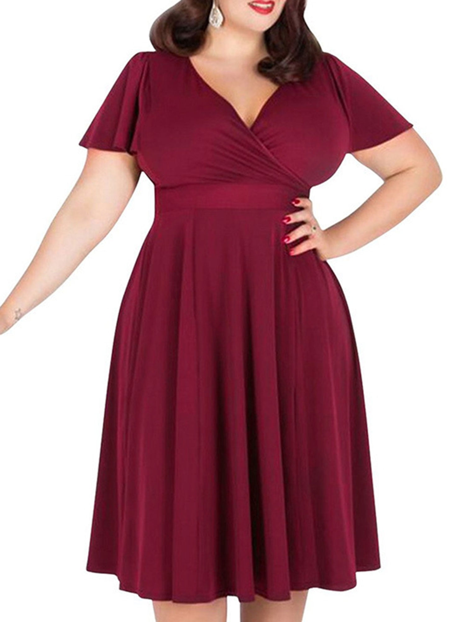 womens red plus size dress