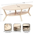 thumbnail image 3 of Kate and Laurel Nylah Oval Wooden Coffee Table, 48 x 26 x 18, Light Natural, Transitional Tiered Living Room Table with Solid Wood Construction and Sculptured Dowel Legs, 3 of 8