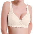 thumbnail image 3 of HVOBTTY Women's Daily Bra, Bras for Women, Women Lace Plus Size Bra without Steel Ring Gathers European and Thin Breathable Underwear Beige, 100C, 3 of 5