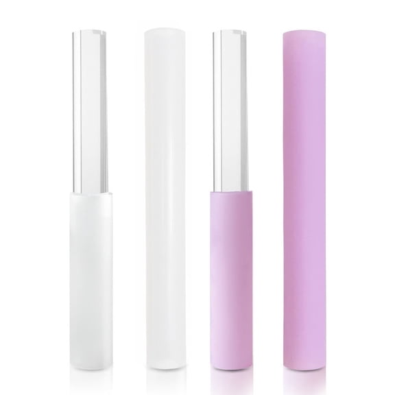 UPCEED 4 Pcs Singing Bowl Mallet Set Clear and Purple Acrylic Rubber Striker Mallet for Playing Quartz Crystal Singing Bowls