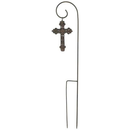 Garden Stake 27 Inch - Spiral Metal Garden Stakes with Removable Rust Cross - Outdoor Yard Décor - Inspirational Religious Gifts - Decorative Lawn Ornament