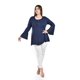 thumbnail image 4 of Blusa de manga acampanada con encaje Roman Fashion /Tallas Extras, 228 (Azul marino) azul marino 42, 4 of 5