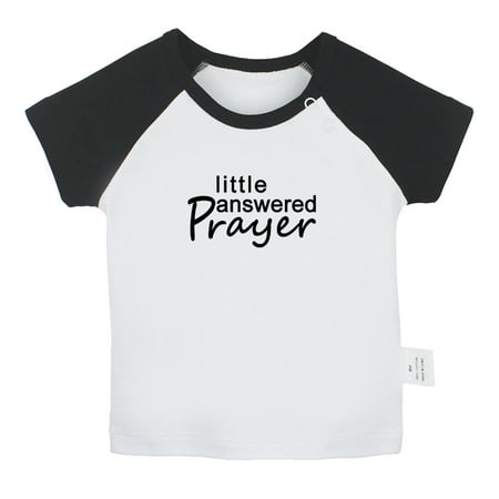 

Little Answered Praye Funny T shirt For Baby Newborn Babies T-shirts Infant Tops 0-24M Kids Graphic Tees Clothing (Short Black Raglan T-shirt 6-12 Months)