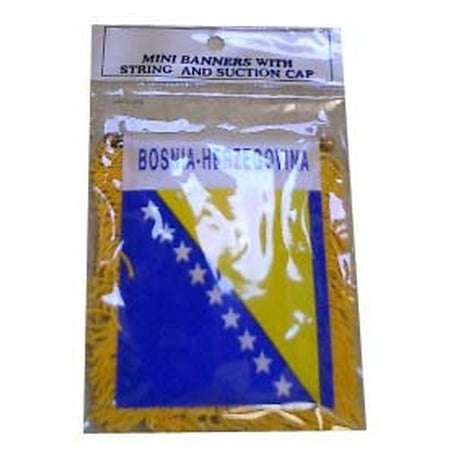 Bosnian-Herzegovian Flag with String and Suction Cap, 4x6 in.