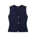 thumbnail image 1 of Zevity-para mujer, cárdigan sin mangas con cuello en V, chaleco de punto con botones dorados, suéter elegante de un solo pecho, Tops SW6250, 1 of 5