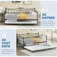 thumbnail image 5 of Twin Daybed with Trundle, Metal Trundle Bed, Sofa Bed Frame, Heavy Duty Metal Slats, for Living Room, Bedroom, Guest Room, Space Saving, Black, 5 of 7