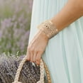 thumbnail image 3 of FRCOLOR 2pcs Arm Cuffs Layered Open Cuff Bangle Set Metal Bracelet For Women Fashionable Jewelry Wide Bangle Chunky Bracelets For Women, 3 of 8