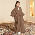 thumbnail image 2 of Otqutp Kids Abayas Dress for Girls Chiffon Layered Muslim Dresses Pleated Elegant Long Skirt Kaftan Prayer 𝗜slamic Maxi Dress, 2 of 7