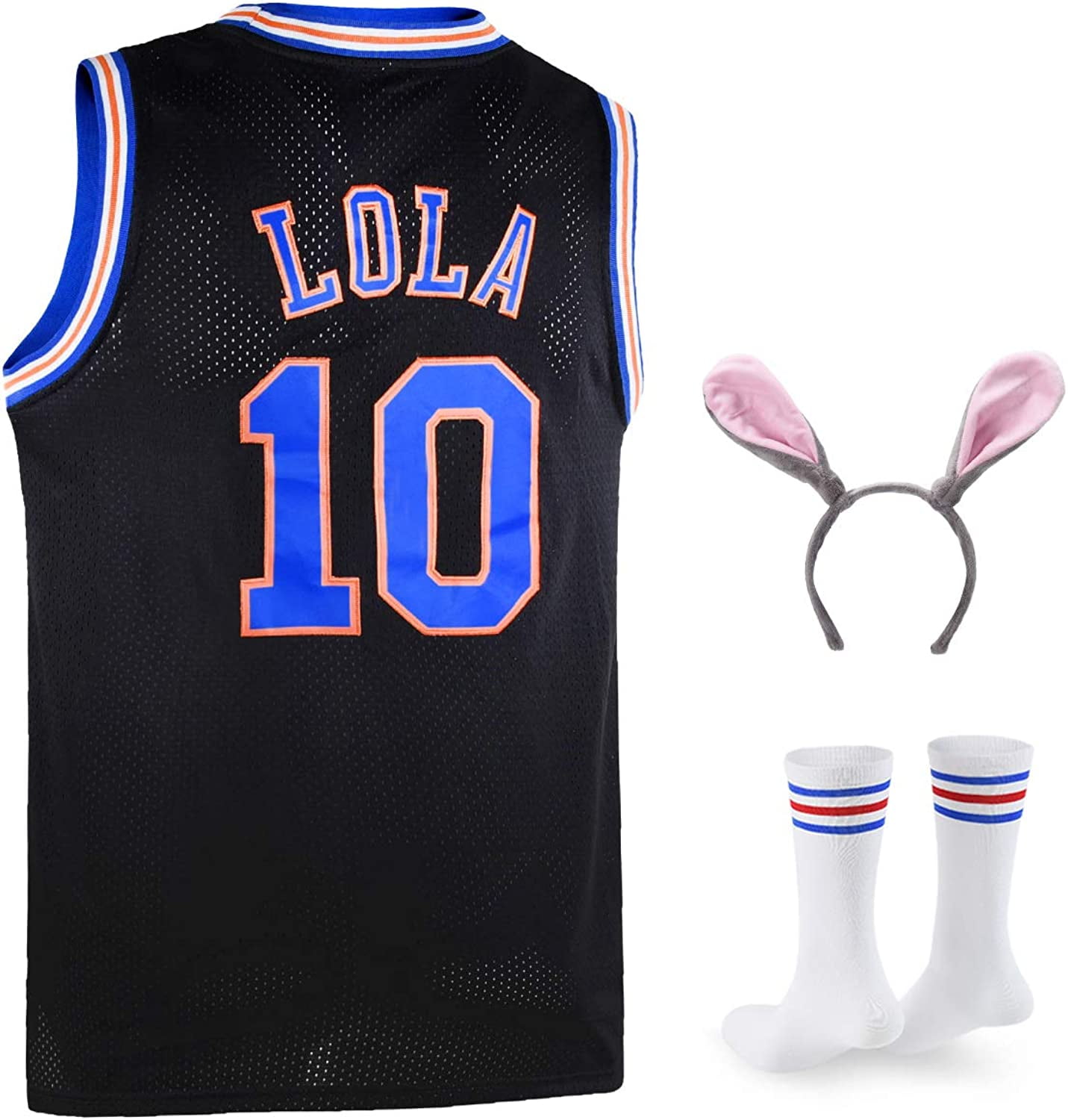 Oknown Lola #10 Space Mens Movie Jersey Looney Basketball Jersey with Head Hoop & Socks S-XXL