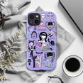 thumbnail image 5 of Cute Pastel Goth Phone Case for iPhone 17 16 15 14 13 12 11 Pro Plus Mini, Lavender Retro Cartoon Collage Cover, 5 of 6