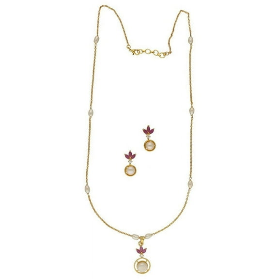 Real Freshwater 5mm Oval White Pearl Pendant Necklace Chain Set For Women