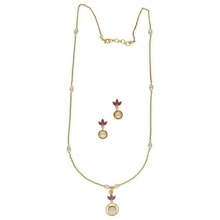 Real Freshwater 5mm Oval White Pearl Pendant Necklace Chain Set For Women