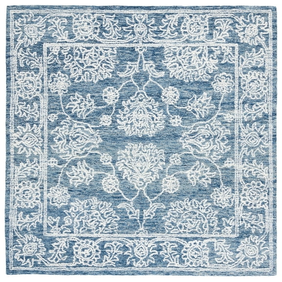 SAFAVIEH Metro Josiah Medallion Area Rug, Natural/Blue, 6' x 6' Square