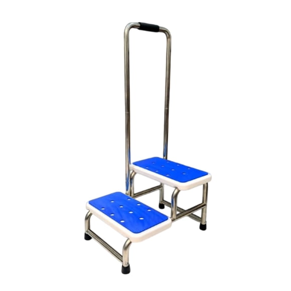 Escalera Banco Resistente De Dos Peldaños Con Barandal