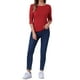 thumbnail image 2 of CAMISETAS CASUAL DE MUJER CON MANGAS ALBERTAS Y CUELLO BARCO, AJUSTE SLIM, ROJO BRILLANTE, TALLA M, 2 of 6