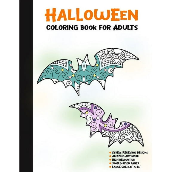 Halloween Coloring Book for Adults: 50 Halloween Illustrations Printed On One Side, Safe For Markers - Fun Craft Activit