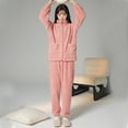 thumbnail image 2 of Fuzzy Pajamas for Women Long Sleeve Zip Up Jackets Pants Set 2 Piece Lounge Set Women Winter Pajamas for Women, 2 of 9