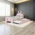 thumbnail image 6 of Trundle Bed Twin,Wood Twin Size Platform Bed with Cartoon Ears Shaped Headboard and Trundle, 6 of 6