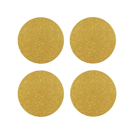 

Leather Coasters Set of 4 - Gold Shiny Lightweight Non-Slip Drink Coasters for Desk Anti-Scalding Desk Cup Coasters for Office Table Decor Round Shape