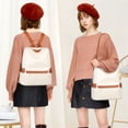 thumbnail image 4 of ALTOSY Women Real Leather Backpack Purse Elegant Ladies Shoulder Bag S80 Beige/Brown, 4 of 8